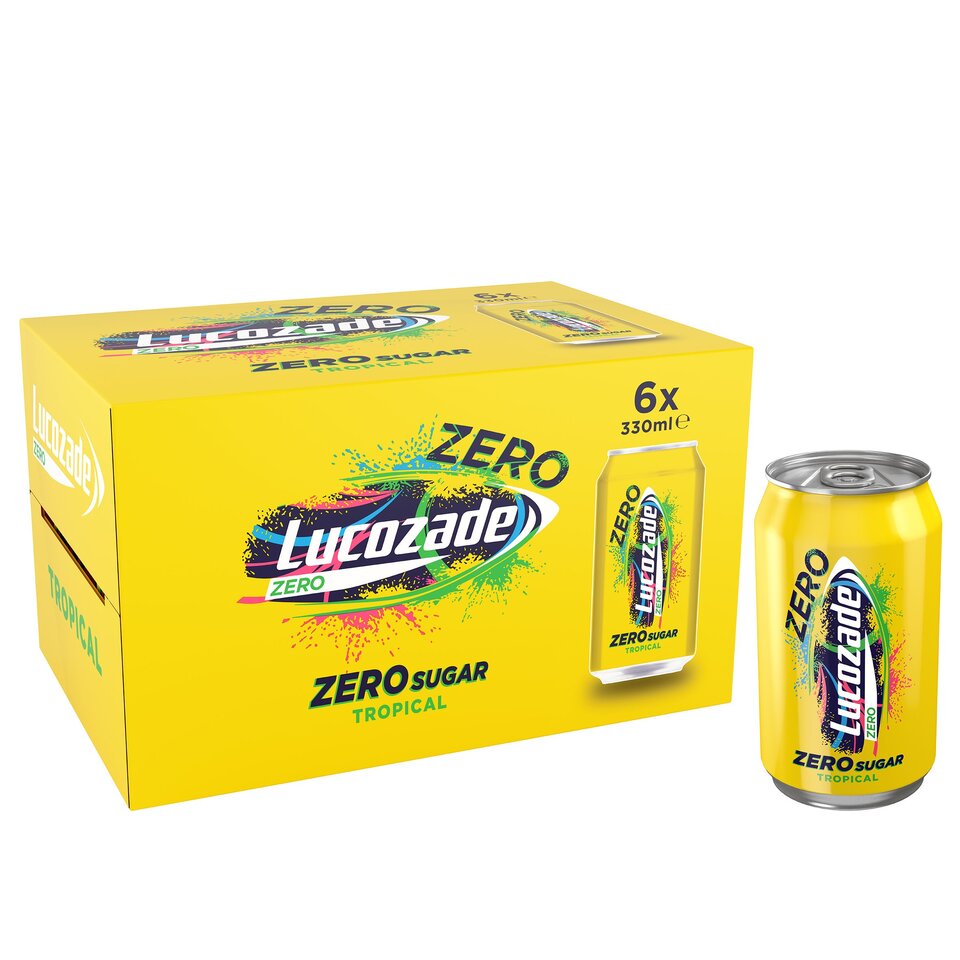 Lucozade Zero Sugar Tropical 6 x 330ml (Damaged Packaging) - Out of Date