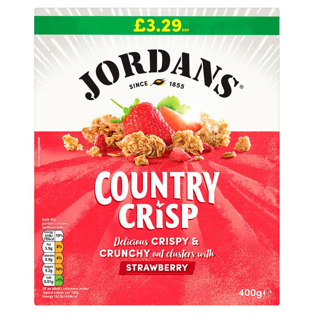 Jordans Country Crisp Strawberry 6 x 400g (case) - Out of Date