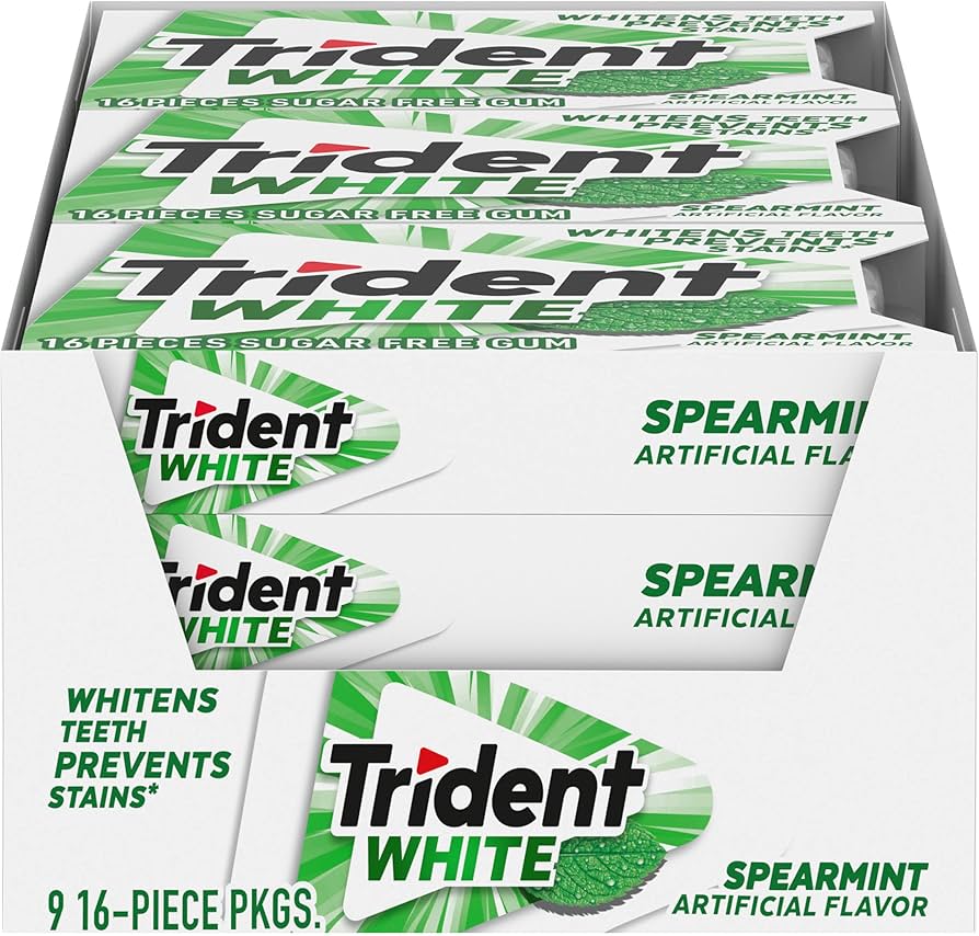 Trident White Spearmint Gum 9 x 16 sticks - Out of Date