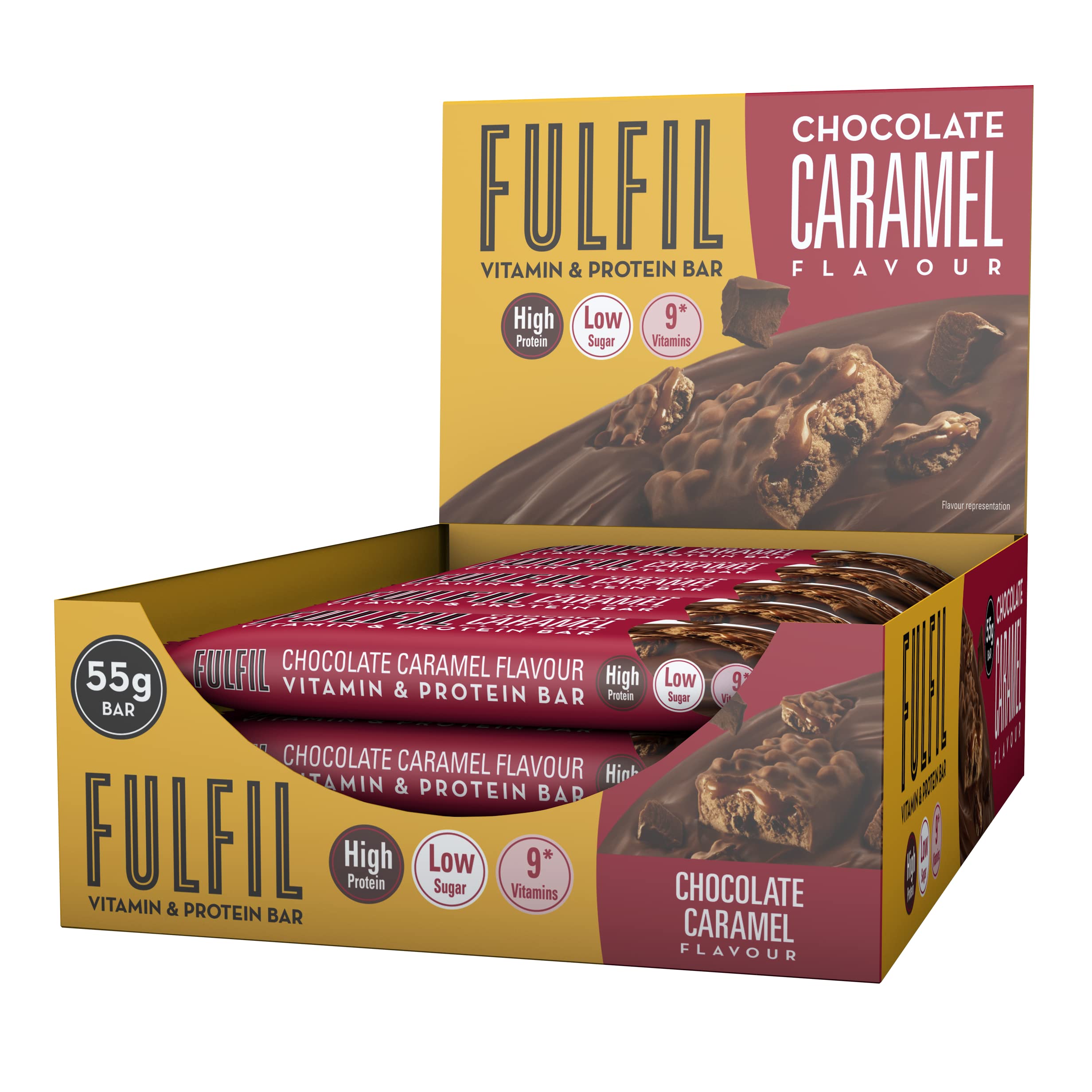 Fulfil Chocolate Caramel Vitamin & Protein Bar 15 x 55g - Out of Date