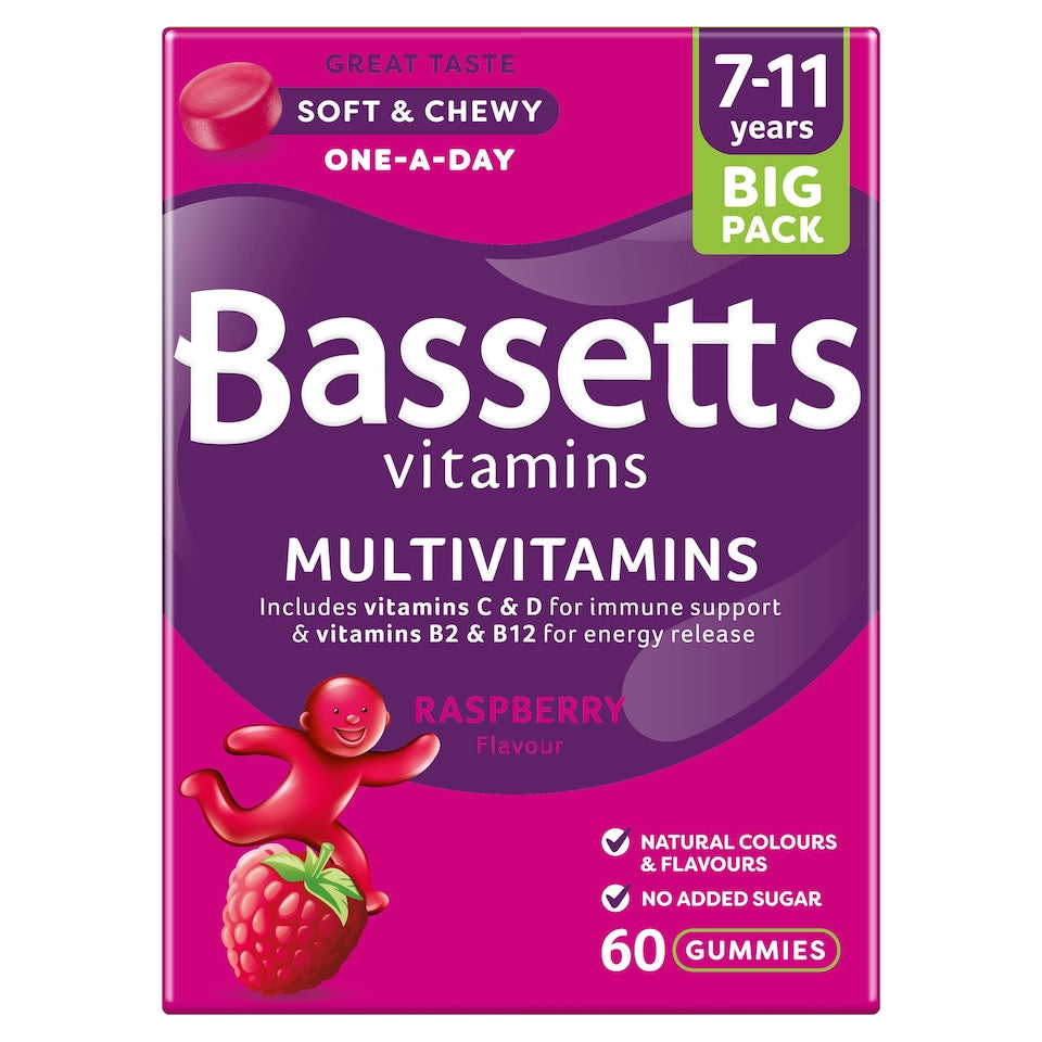 Bassetts Multivitamins 7-11 Years Raspberry 60 Gummies - Out of Date