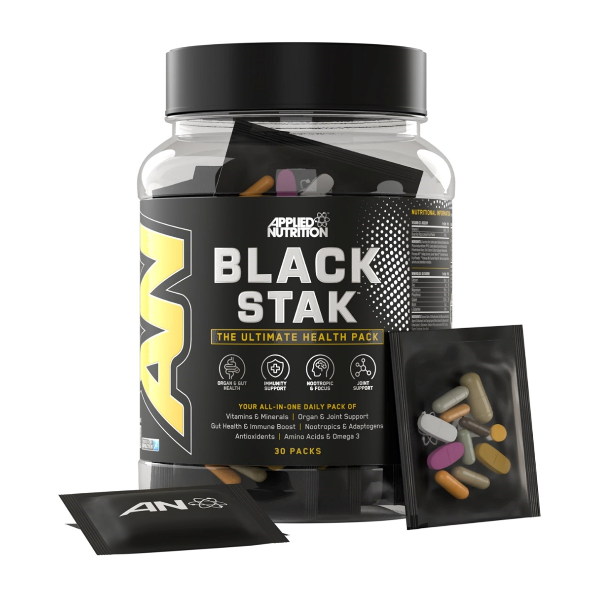 Applied Nutrition Black Stak Ultimate Health Pack 30 Packs Plus FREE Shaker