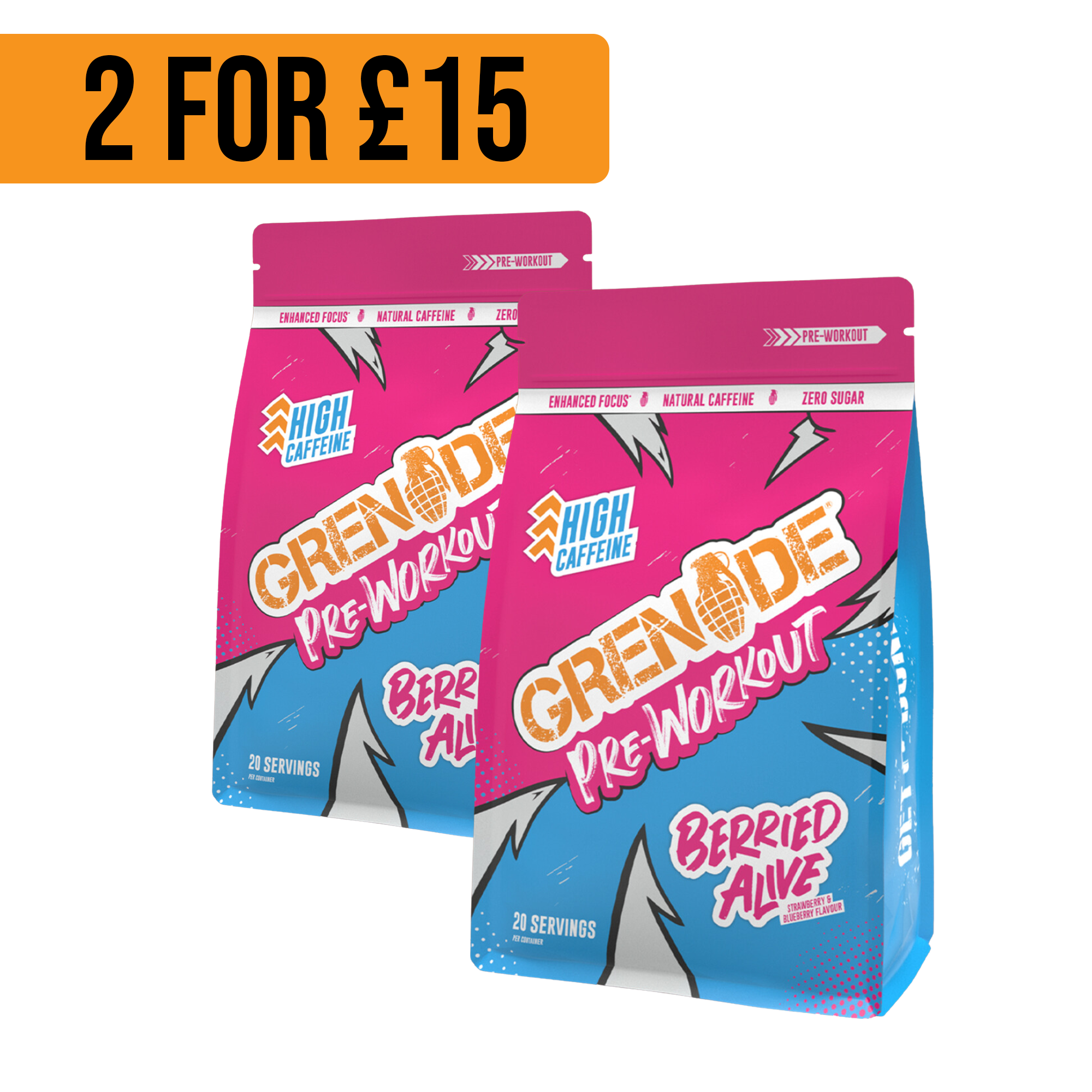 Grenade Berried Alive Pre Workout (2 for £15) 2 x 330g - Short Dated