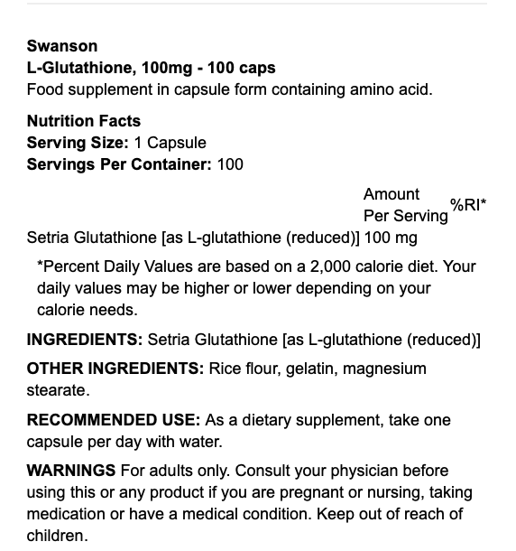 Life Extension Glutathione 100 Caps