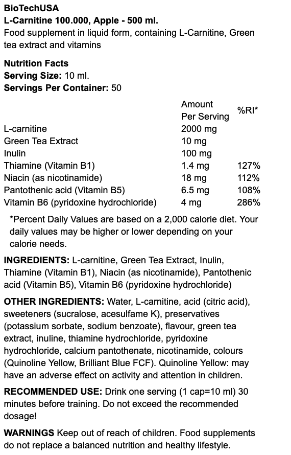 BioTechUSA L-Carnitine 100.000 500 ml