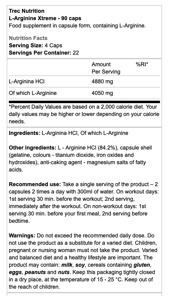 Trec Nutrition L-Arginine Xtreme 90 Caps