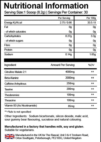 The Rascal Pre-Workout 246g