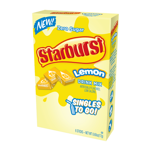Starburst Zero Sugar Lemon on the go Drink Mix (6 sticks) 17g - Out of Date