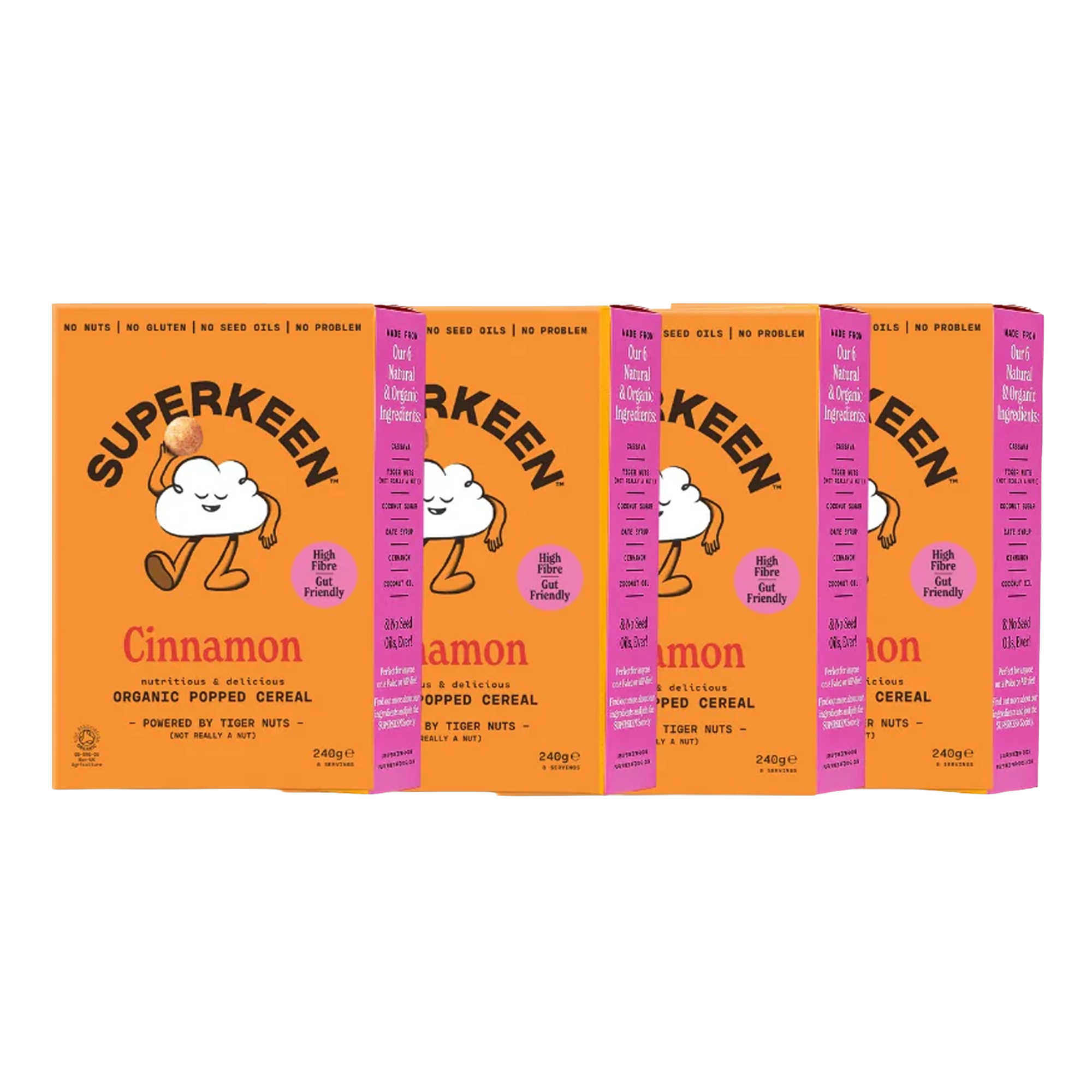 SUPERKEEN Cinnamon Organic Popped Cereal Balls 6 x 240g (case) - Out of Date