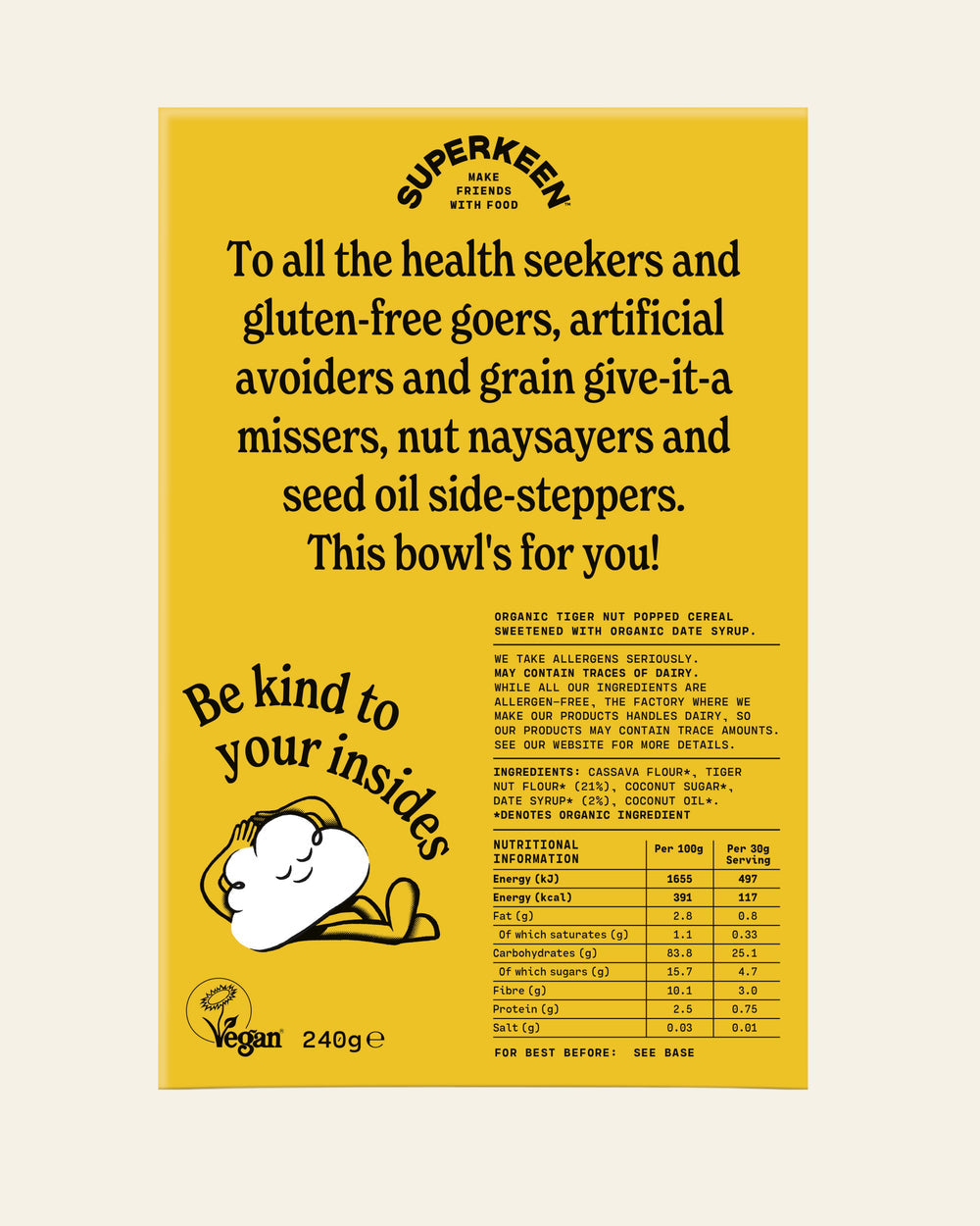 SUPERKEEN Original Organic Popped Cereal Balls 240g - Out of Date