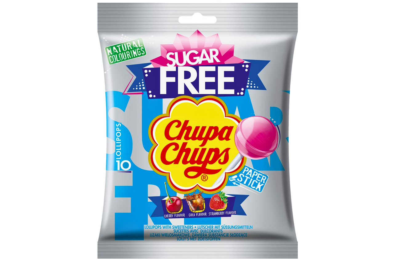 Chupa Chups (10 Lollipops) Sugar Free Assorted Flavours 110g - Out of Date
