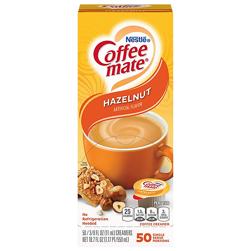 Coffee-Mate Hazelnut Liquid Creamer Singles 50 x 11ml - Out of Date