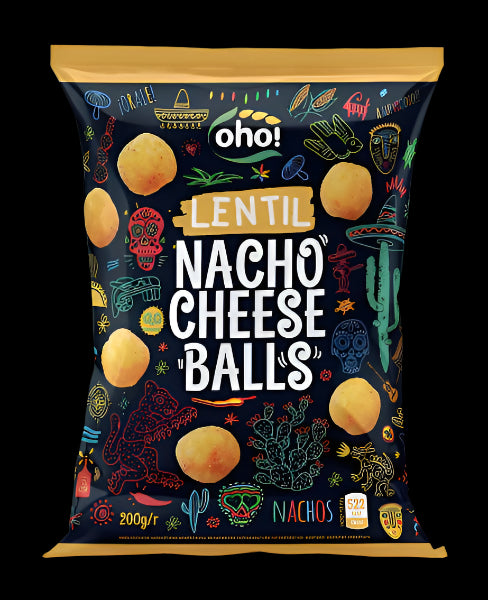 Oho! Lentil Nacho Cheese Balls 100g - Out of Date
