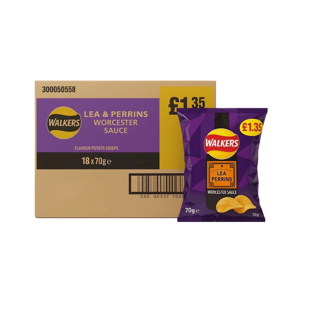 Walkers Lea & Perrins Worcester Sauce 18 x 70g - Out of Date