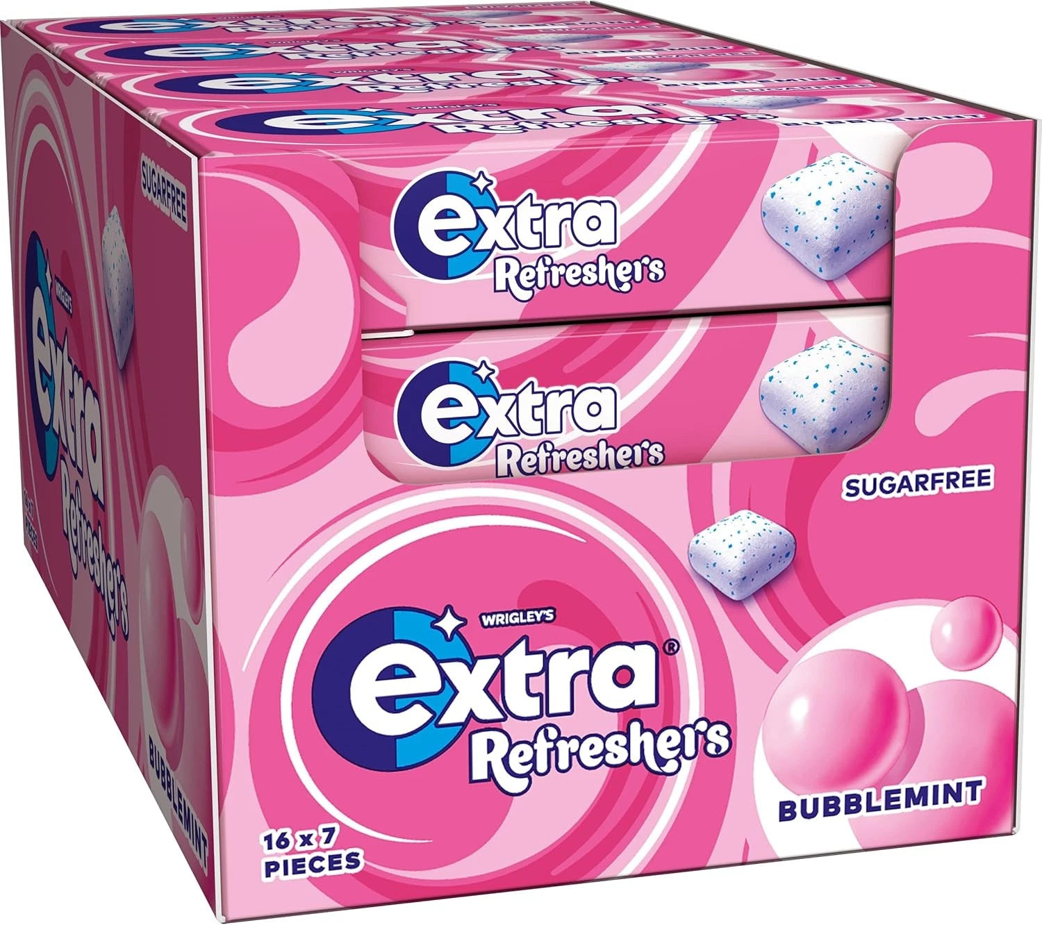Wrigley's Extra Refreshers Bubblemint  Chewing Gum 7 x 16 Packs - Out of Date