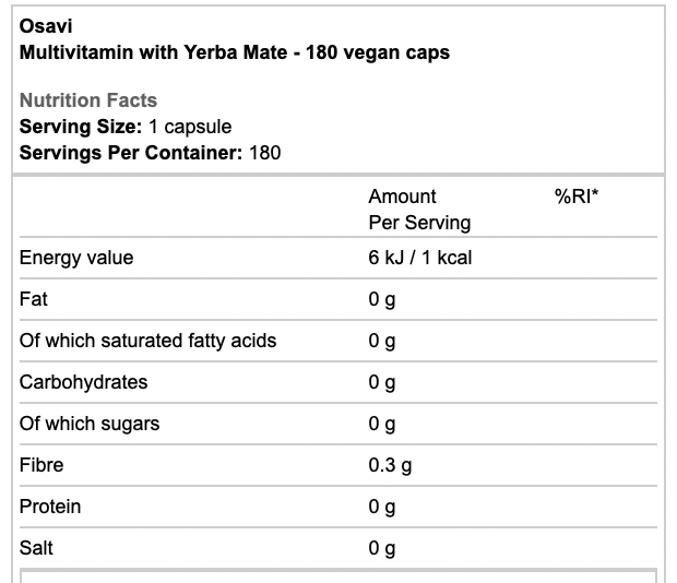 Osavi Multivitamin with Yerba Mate Vegan Caps