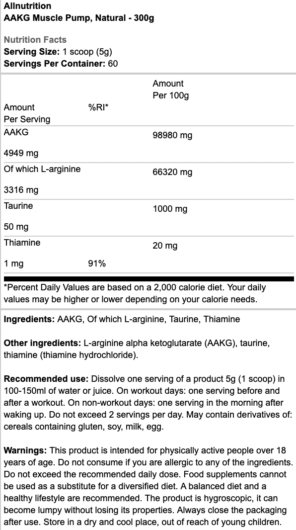 Allnutrition AAKG Muscle Pump 300g