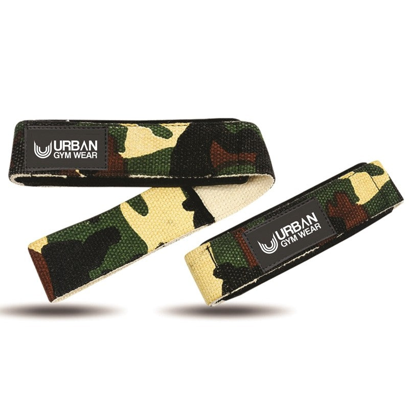 Urban Gym Wear Padded Lifting Straps - Woodland Camo - gymstop
